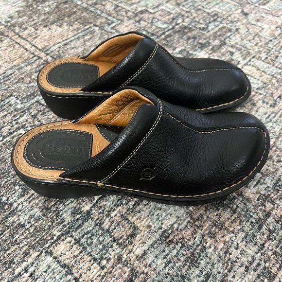 Born Shoes - Born BOC horse black leather clog mules shoes 6